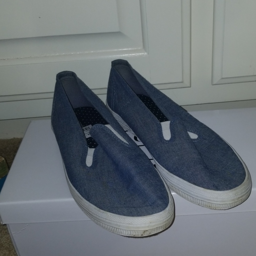 Blue slip ons